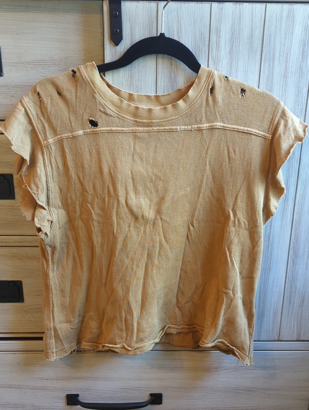 We The Free Distressed Short Sleeve Tee in Mustard